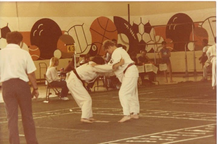David J. Ellis competing in Shiai (Match) at the Cocoa Recreation Center during the 1980s.