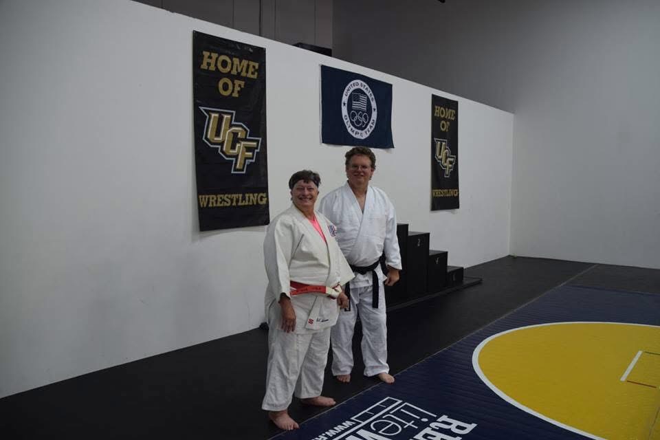 Betty Stamm and David J. Ellis at the January 27, 2018 workout at Metro Orlando Judo Kai